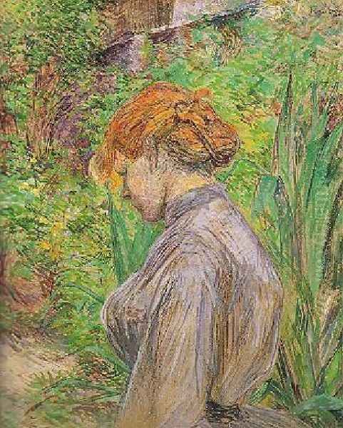 Red Headed Woman In The Garden Of Monsieur Foret Oil Painting by Henri De Toulouse-Lautrec