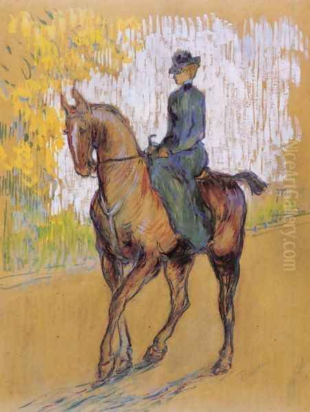 Side-Saddle Oil Painting by Henri De Toulouse-Lautrec