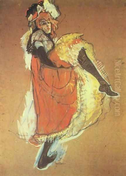 Jame Avril Dancing Study Oil Painting by Henri De Toulouse-Lautrec