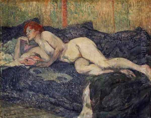 Reclining Nude Oil Painting by Henri De Toulouse-Lautrec