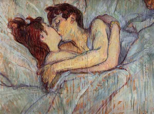 In Bed: The Kiss Oil Painting by Henri De Toulouse-Lautrec