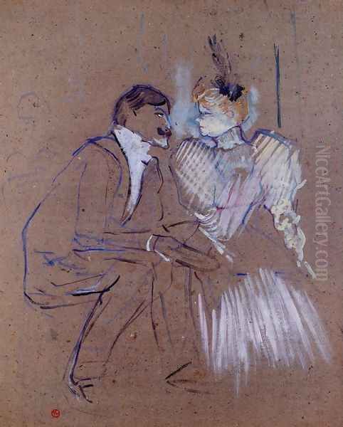 Lucien Guitry and Granne Granier Oil Painting by Henri De Toulouse-Lautrec