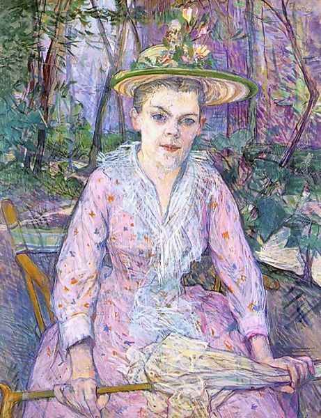 Woman With An Umbrella Oil Painting by Henri De Toulouse-Lautrec