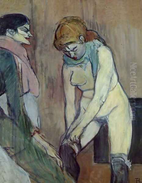 Stocking Oil Painting by Henri De Toulouse-Lautrec