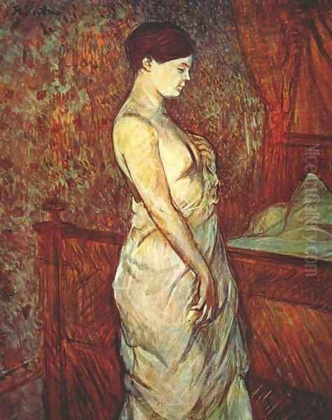 Mme Poupoule In Chemise By Her Bed Oil Painting by Henri De Toulouse-Lautrec