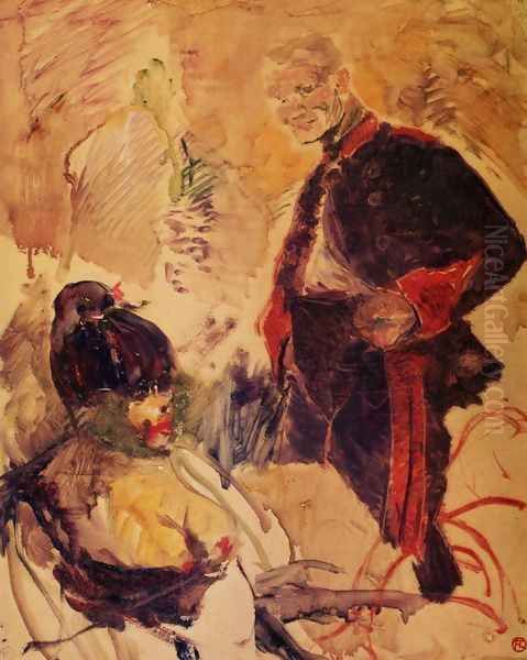 Artillerman and Girl Oil Painting by Henri De Toulouse-Lautrec