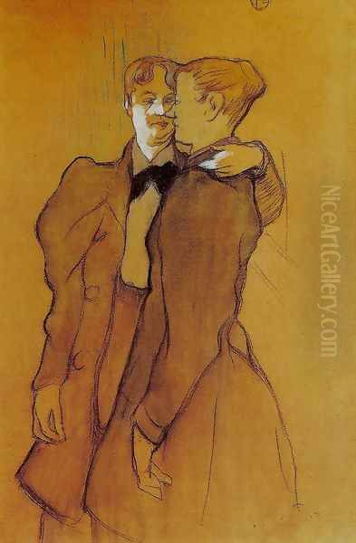 Two Women Waltzing Oil Painting by Henri De Toulouse-Lautrec