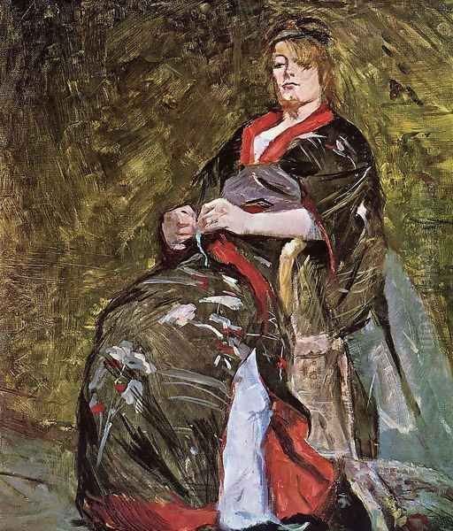 Lili Grenier in a Kimono Oil Painting by Henri De Toulouse-Lautrec