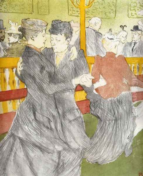 Dancing at the Moulin Rouge Oil Painting by Henri De Toulouse-Lautrec