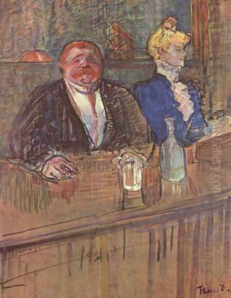 The Bar Oil Painting by Henri De Toulouse-Lautrec