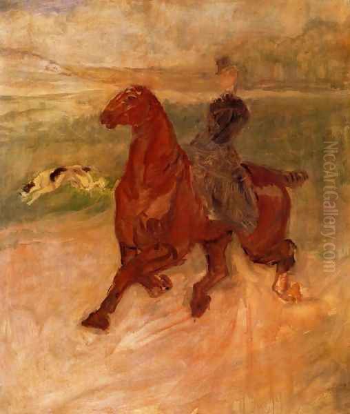 Horsewoman and Dog Oil Painting by Henri De Toulouse-Lautrec