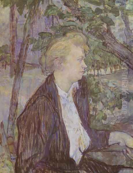 Woman In Garden Oil Painting by Henri De Toulouse-Lautrec