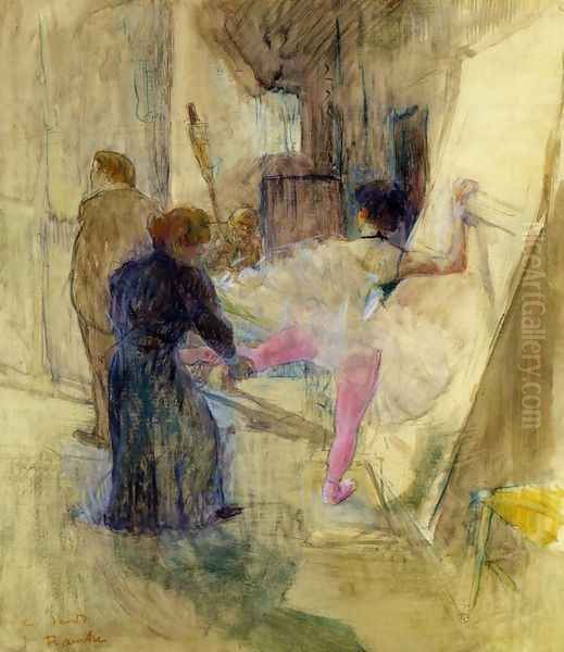 Behind the Scenes Oil Painting by Henri De Toulouse-Lautrec