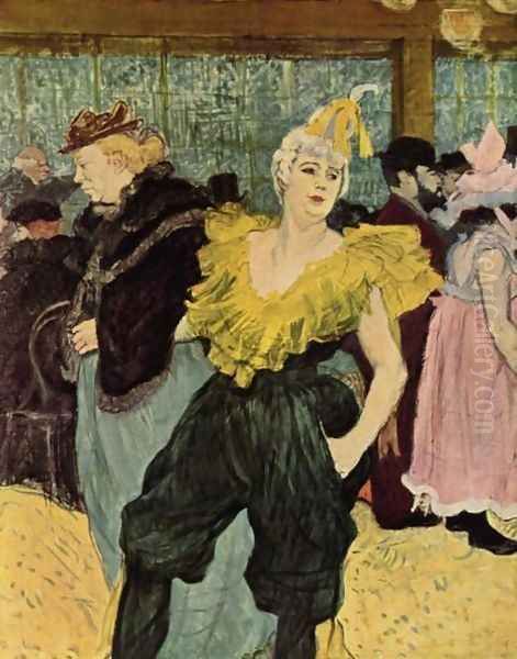 The Clownesse Cha U Ka O In Moulin Rouge Oil Painting by Henri De Toulouse-Lautrec