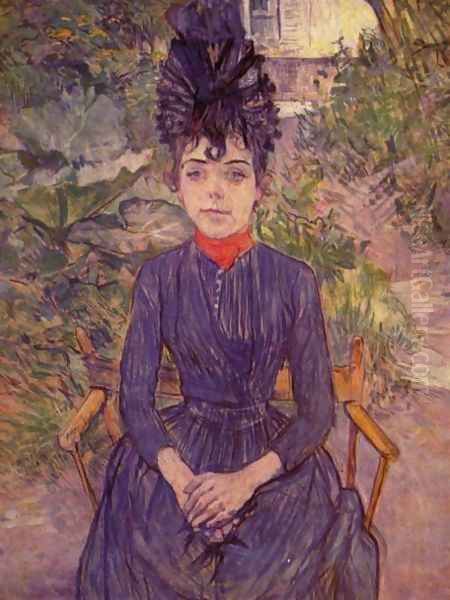 Portrait Of Justine Dieuhl In The Garden Oil Painting by Henri De Toulouse-Lautrec