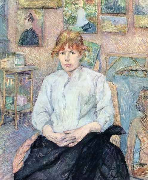 The Redhead with a White Blouse Oil Painting by Henri De Toulouse-Lautrec