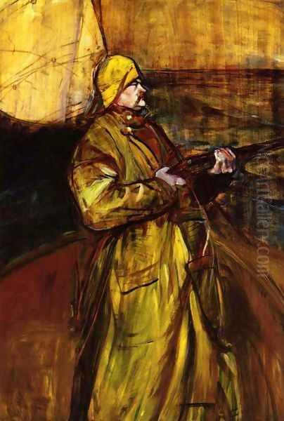 Maurice Joyant with a shotgun Oil Painting by Henri De Toulouse-Lautrec