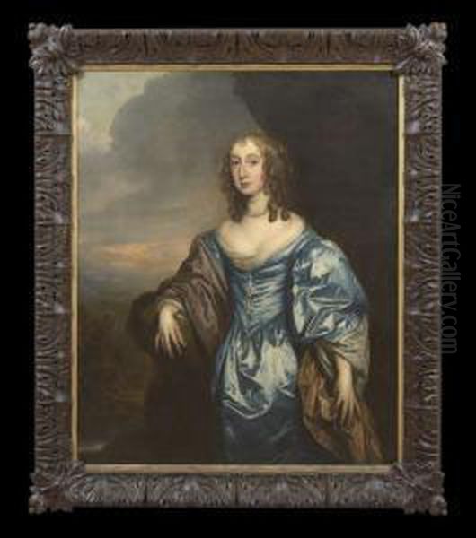 Portrait Of A Lady In Blue Oil Painting by Sir Anthony Van Dyck