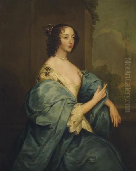 Portrait Of Queen Henrietta Maria Oil Painting by Sir Anthony Van Dyck