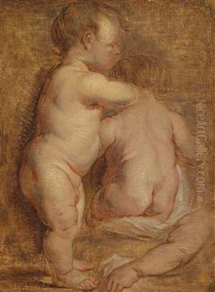 Study Of Two Putti Oil Painting by Sir Anthony Van Dyck