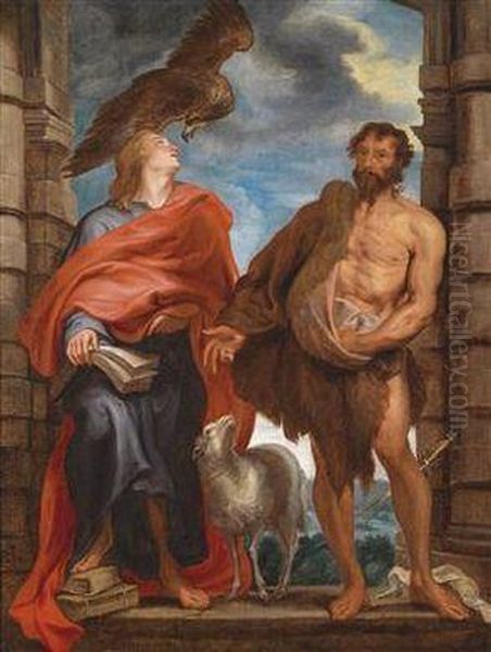 Saint John The Evangelist And Saint John The Baptist Oil Painting by Sir Anthony Van Dyck