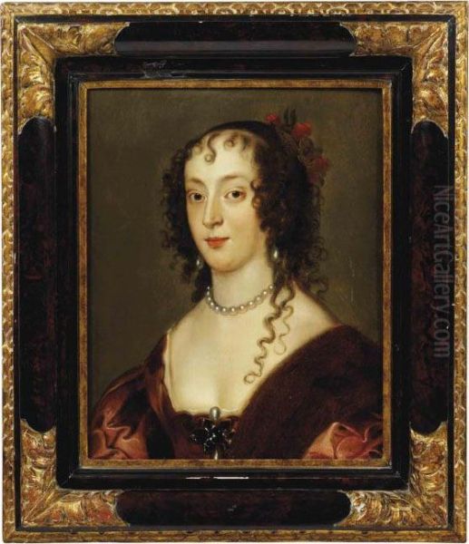 Portrait Of A Lady, 
Traditionally Identified As Henrietta Maria,queen Consort Of England, 
Scotland And Ireland (1609-1669) Oil Painting by Sir Anthony Van Dyck