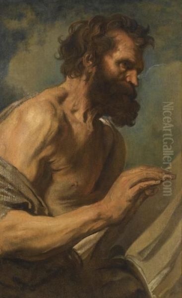 Study Of A Bearded Man With Hands Raised Oil Painting by Sir Anthony Van Dyck