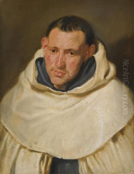 Portrait Of A Carmelite Monk, Head And Shoulders Oil Painting by Sir Anthony Van Dyck