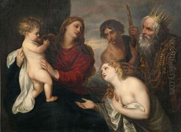 The Virginand Child Adored By Penitent Sinners. Oil Painting by Sir Anthony Van Dyck