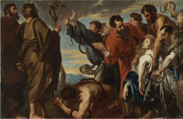 Moses And The Brazen Serpent Oil Painting by Sir Anthony Van Dyck