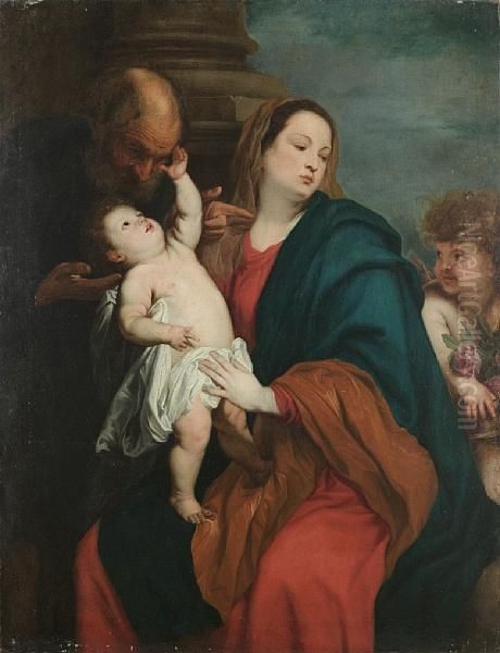 The Holy Family With An Angel Oil Painting by Sir Anthony Van Dyck