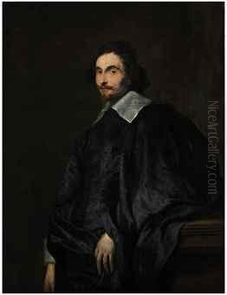 Portrait Of A Gentleman, 
Traditionally Called A Senator Of Antwerp,half-length, Leaning On A 
Plinth Oil Painting by Sir Anthony Van Dyck