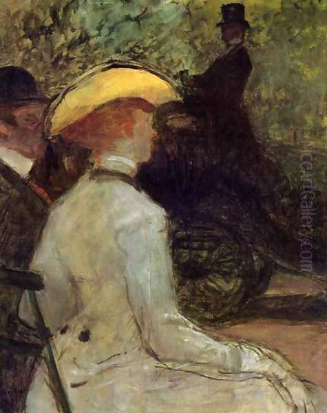 In the Bois de Boulogne Oil Painting by Henri De Toulouse-Lautrec