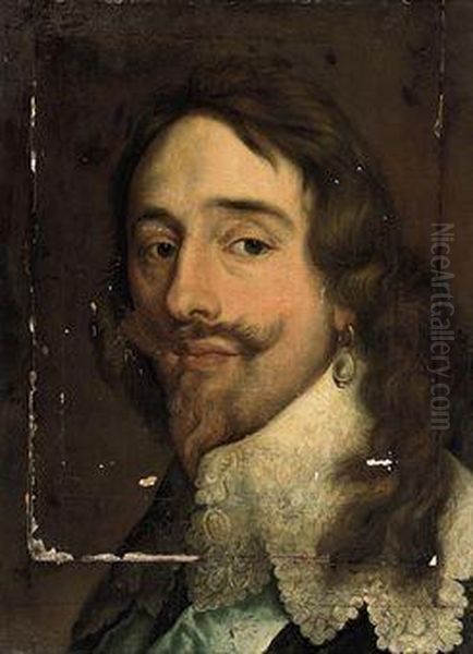 Portrait Of King Charles I 
(1600-1649), Bust-length, In A Lacecollar, With The Sash Of The Order Of
 The Garter Oil Painting by Sir Anthony Van Dyck