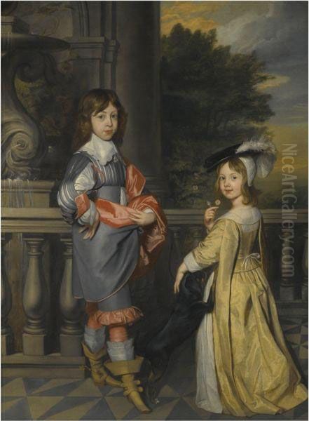 Double Portrait Of A Boy And A 
Girl, Said To Be The Children Ofelizabeth, Queen Of Bohemia, Possibly 
Edward And His Sisterhenriette Marie Oil Painting by Sir Anthony Van Dyck