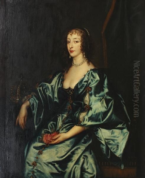 Portrait Of Queen Henrietta Maria Oil Painting by Sir Anthony Van Dyck