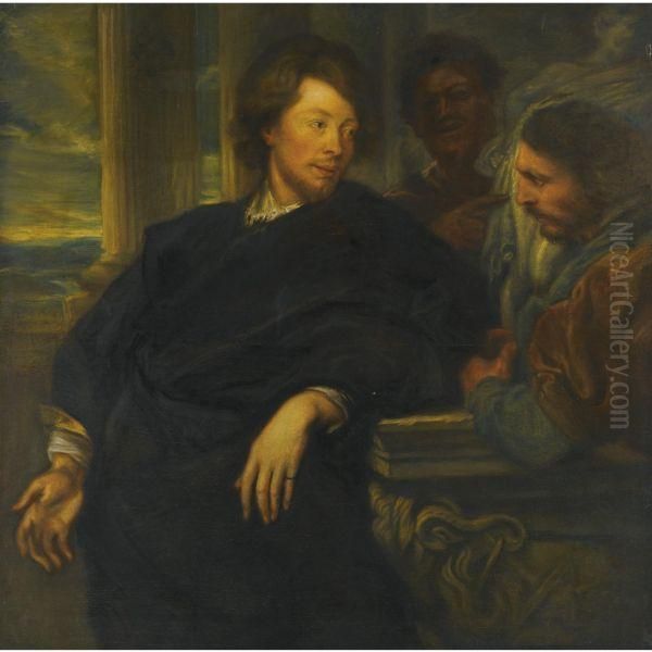 Portrait Of George Gage, With Two Attendants Oil Painting by Sir Anthony Van Dyck