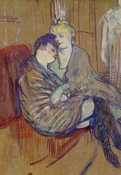 Two Girlfriends Oil Painting by Henri De Toulouse-Lautrec