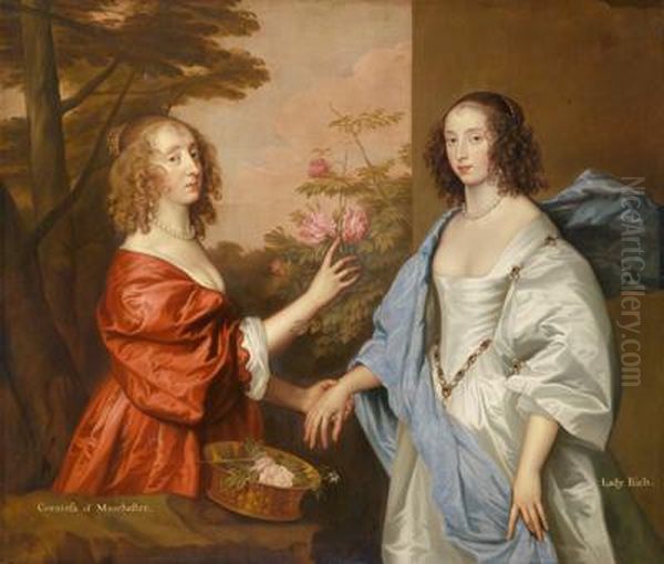 Werkstattdoppelbildnis Der Schwestern Essex Oil Painting by Sir Anthony Van Dyck