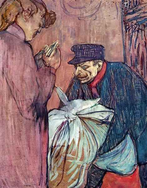 The Laundryman Calling at the Brothal Oil Painting by Henri De Toulouse-Lautrec