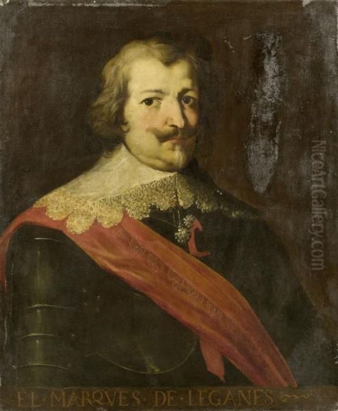 Portrait Of The Marquis Of Leganes. Oil Painting by Sir Anthony Van Dyck