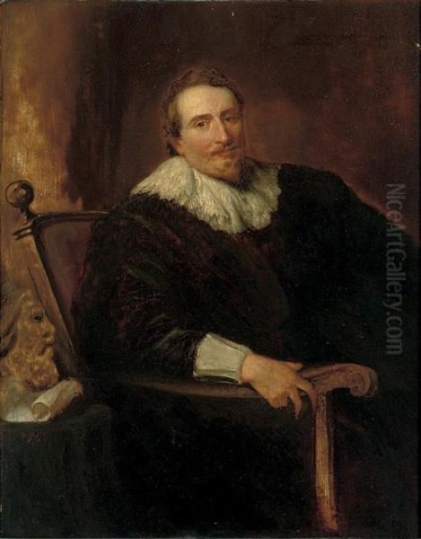 Portrait Of Andreas Colyns De 
Nohe, Three-quarter-length, Seated,in A Black Coat And Ruff Oil Painting by Sir Anthony Van Dyck