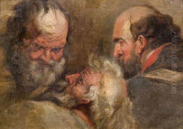 Esquisse De Trois Tetes D'homme Oil Painting by Sir Anthony Van Dyck