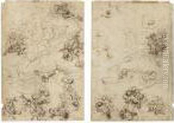 Double-sided Sheet Of Studies Of Christ In Glory, Surrounded Byputti Oil Painting by Sir Anthony Van Dyck