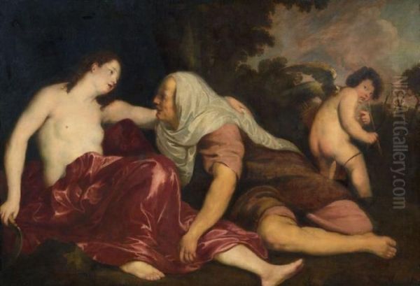 Vertumno E Pomona Oil Painting by Sir Anthony Van Dyck