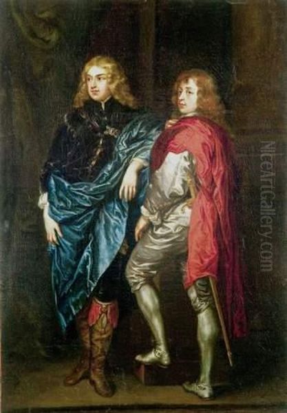 Portrait De Deux Jeunes
 Elegants Oil Painting by Sir Anthony Van Dyck