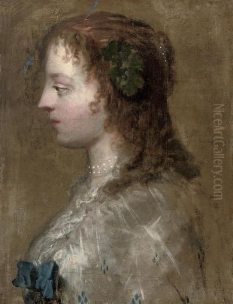 Profile Portrait Of A Lady Oil Painting by Sir Anthony Van Dyck