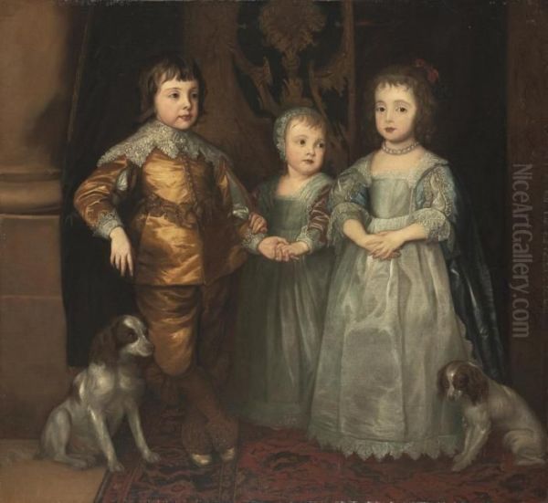 Portrait Of The Three Eldest Children Of King Charles I Oil Painting by Sir Anthony Van Dyck