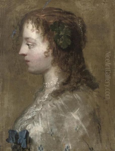 Profile Portrait Of A Lady Oil Painting by Sir Anthony Van Dyck