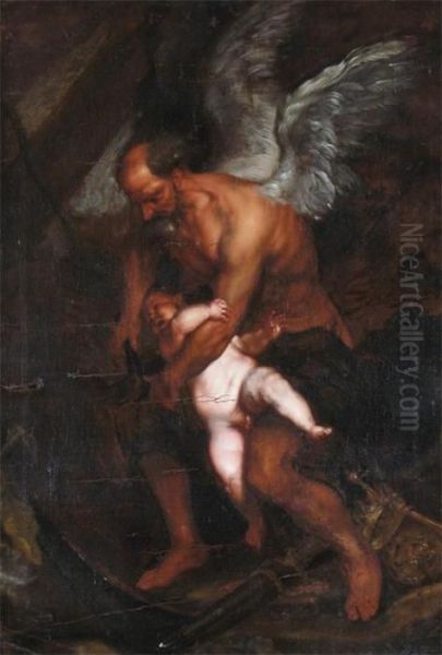 Time Clipping The Wings Of Pan Oil Painting by Sir Anthony Van Dyck